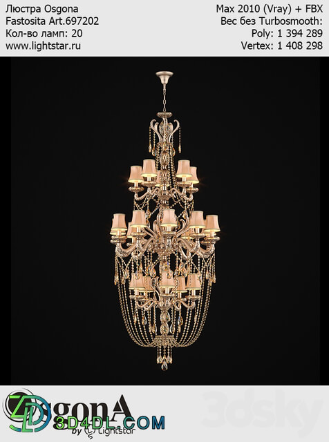 Chandelier Osgona Fastosita Art.697202 Pendant light 3D Models