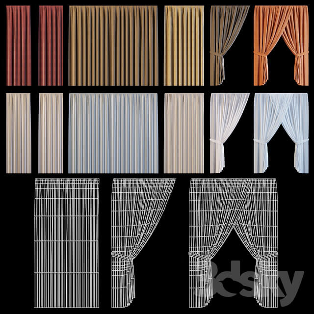 Set of curtains for windows of the exterior