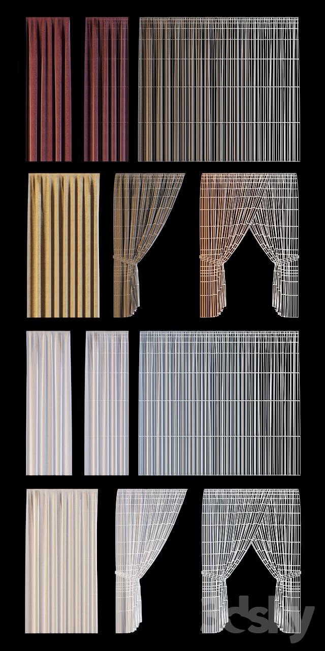Set of curtains for windows of the exterior