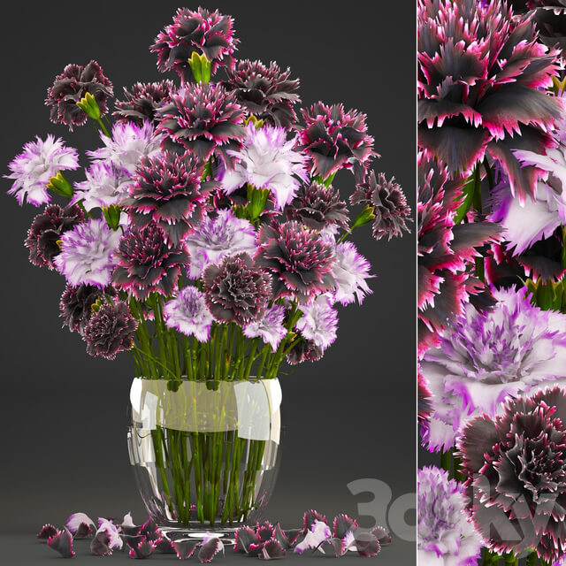 Bouquet of flowers 11. Carnation vase decor spring flowers 3D Models