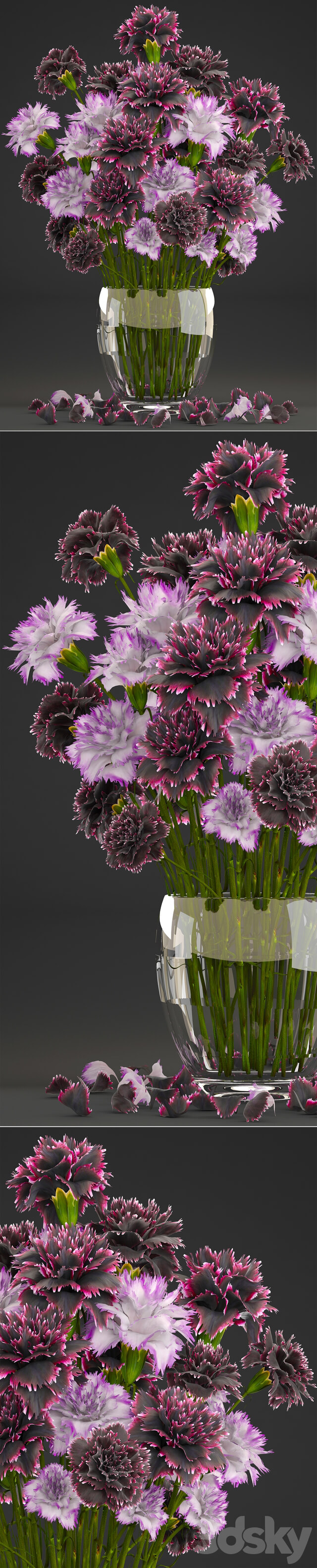 Bouquet of flowers 11. Carnation vase decor spring flowers 3D Models