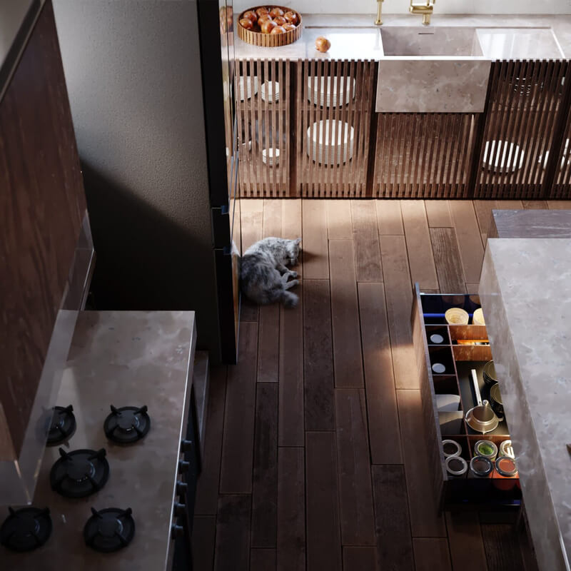 3D Interior Kitchen Room by Quoc Dang