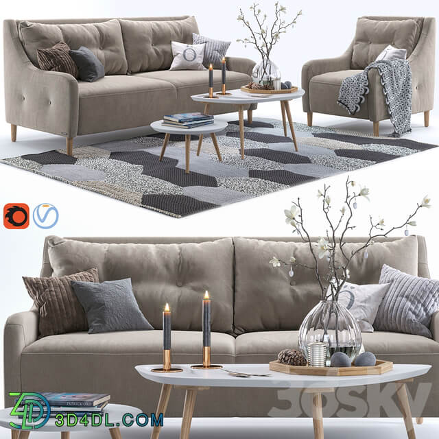 Jenson armchair and sofa 2 3D Models