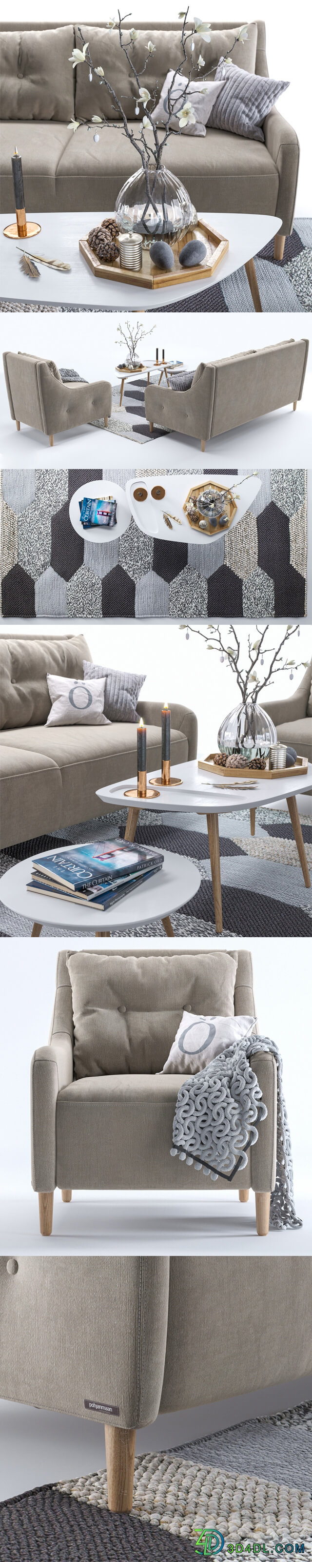 Jenson armchair and sofa 2 3D Models