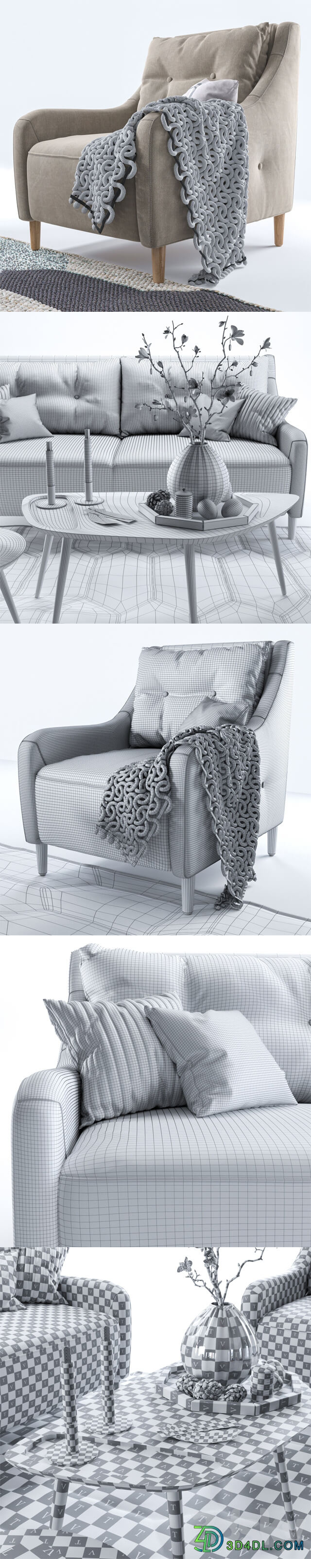 Jenson armchair and sofa 2 3D Models
