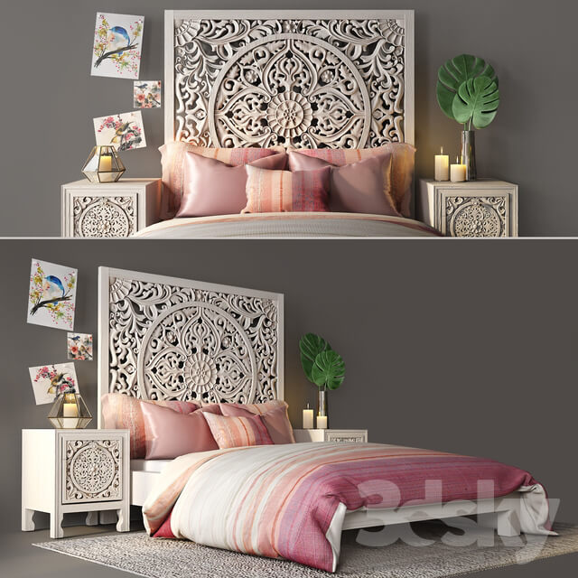 Bed Bed with bedside tables from Anthropologie