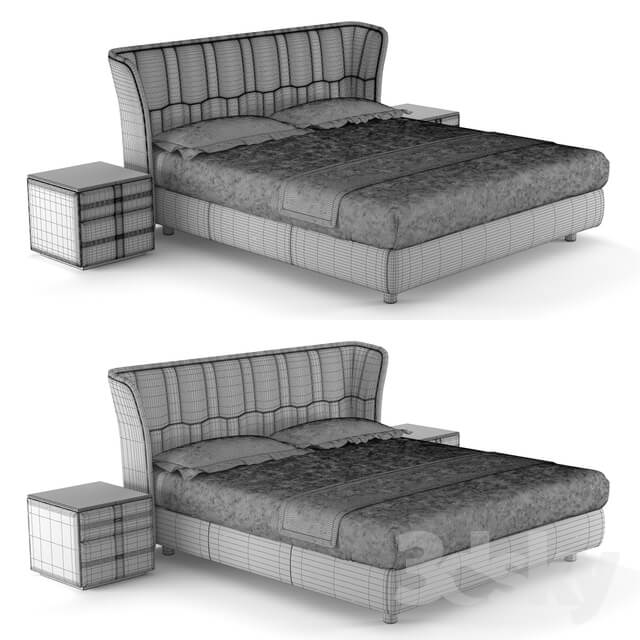 Bed Bed Poltrona Frau Bed Lola Darling and MOONDANCE cabinet