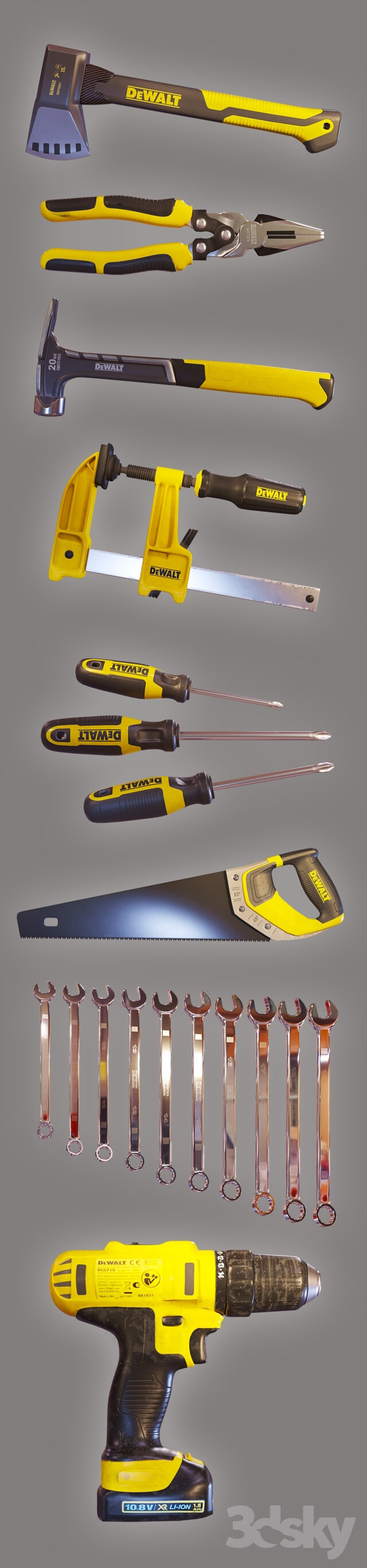 A set of DeWalt instruments on the punch panels