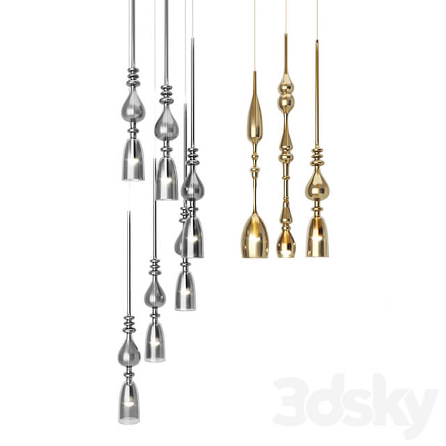 CRYSTAL LUX LUX D360 6 CHROME SP1 C AMBER SP1 D AMBER SP1 B AMBER Pendant light 3D Models