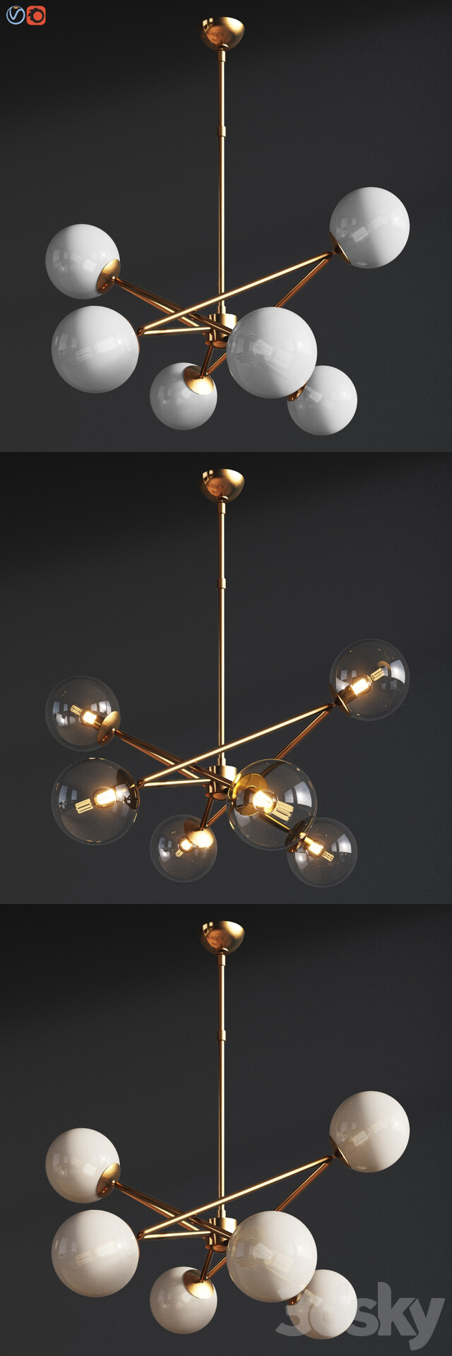 Turenne Large Dynamic Chandelier Circalighting Pendant light 3D Models