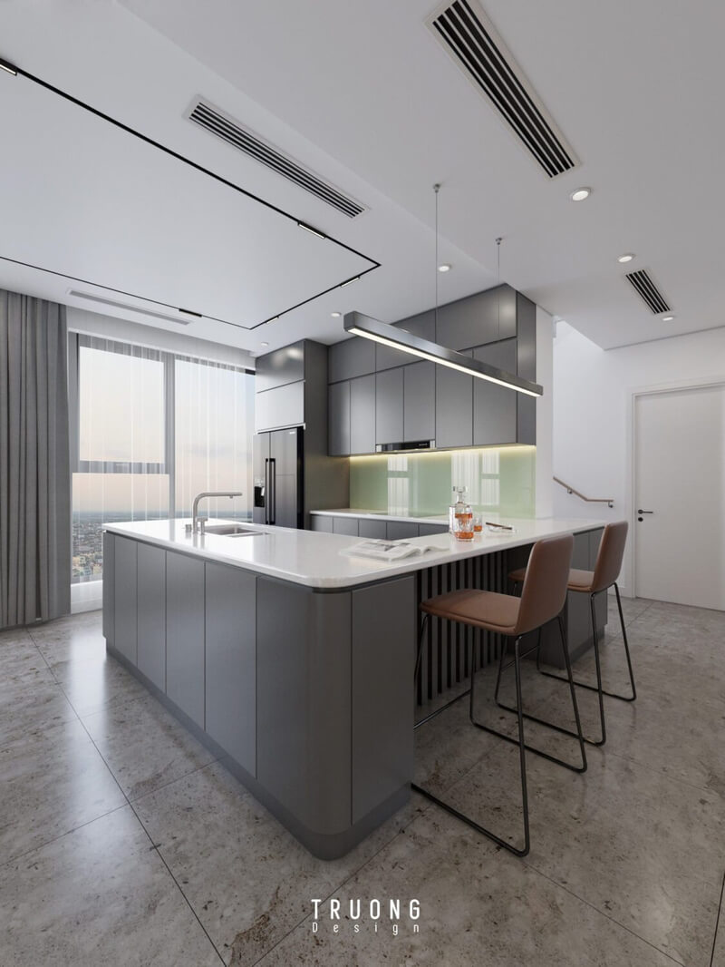  3D Living Room - Kitchen Interior By Truong
