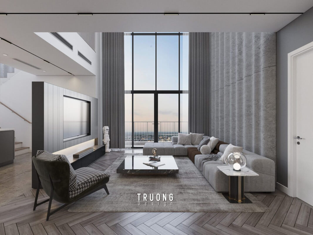  3D Living Room - Kitchen Interior By Truong