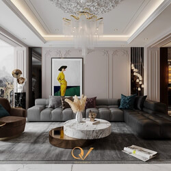  Living Room- Kitchen Interior Model By Van Quyet 