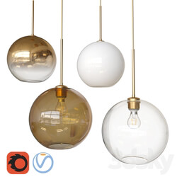 West Elm Sculptural Glass Globe Pendant Medium Pendant light 3D Models 