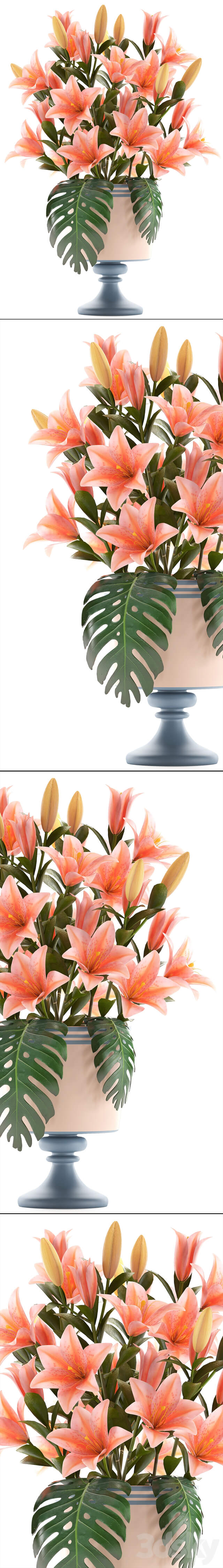 Collection of flowers 57. Bouquet of Lilies flower vase decor 3D Models