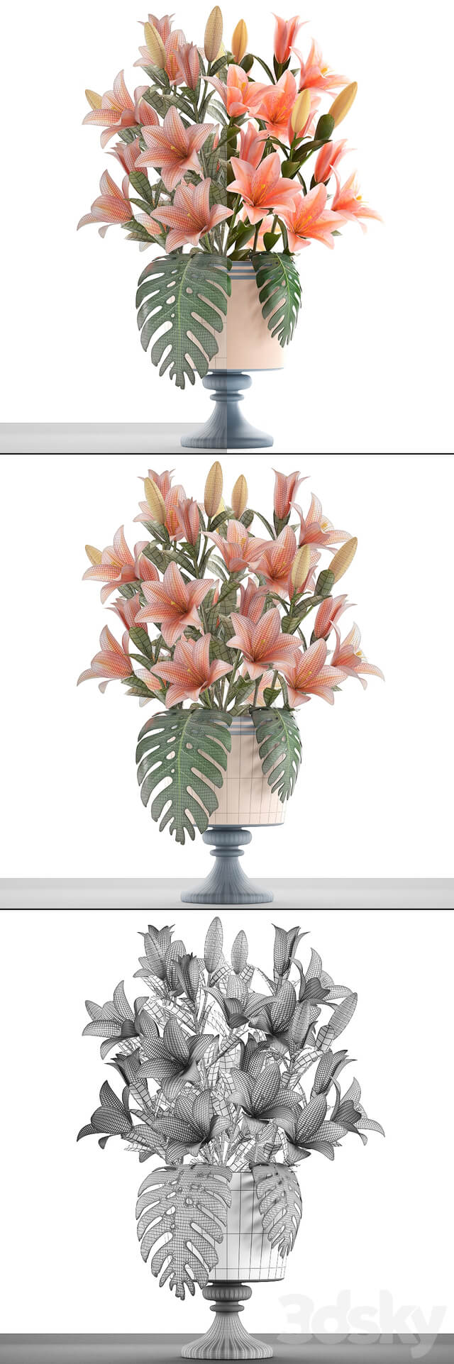 Collection of flowers 57. Bouquet of Lilies flower vase decor 3D Models