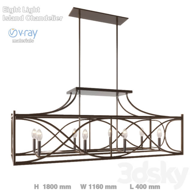 Eight Light Island Chandelier Pendant light 3D Models