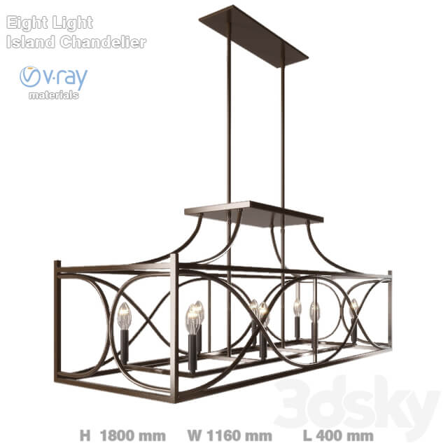 Eight Light Island Chandelier Pendant light 3D Models