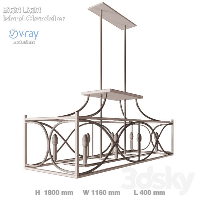 Eight Light Island Chandelier Pendant light 3D Models