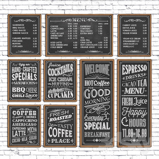Cafe chalk boards