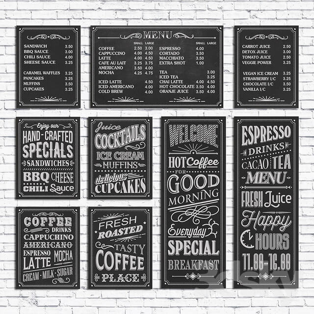 Cafe chalk boards