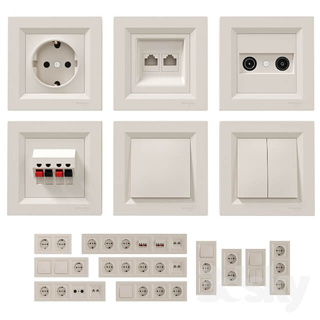 Miscellaneous Sockets and switches Schneider Asfora Cream.
