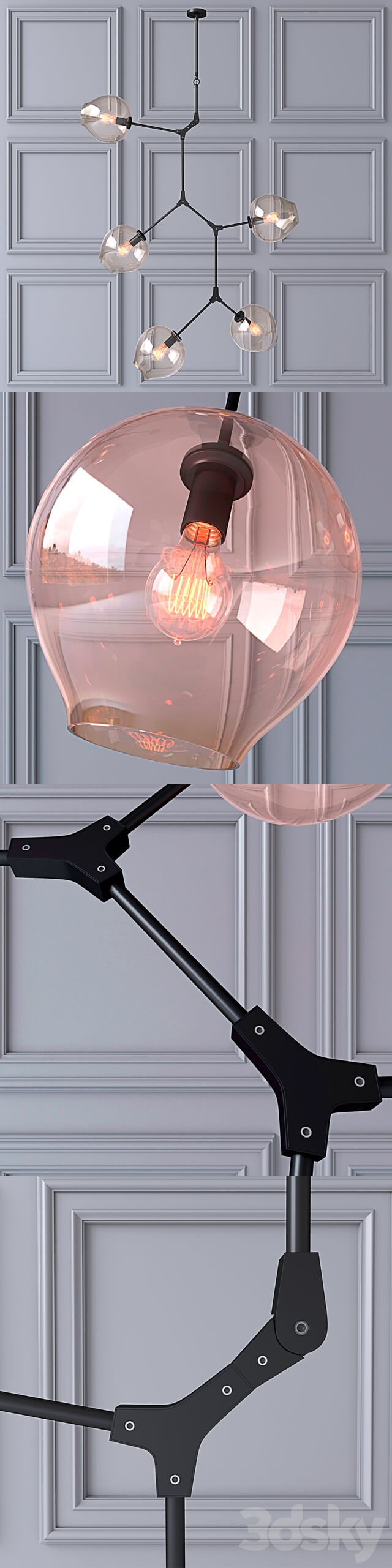 Ceiling lamp Branching Bubbles 5 lamps Pendant light 3D Models