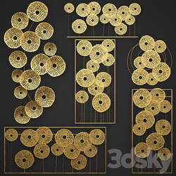 A collection of decor for the walls 1. Wall decor collection disks panels metal decor gold luxury Other decorative objects 3D Models 