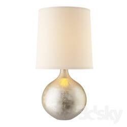 Aerin Modern Warren Mini Table Lamp In Burnished Silver Leaf With Linen Shade 