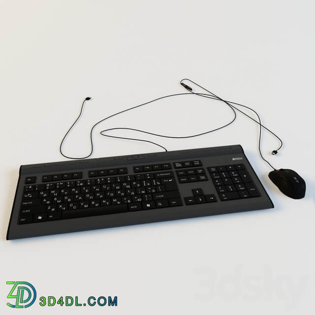 Keyboard and mouse A4 Tech PC other electronics 3D Models