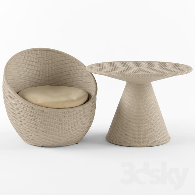 Table Chair Wicker chair and table Nautilus Komforta