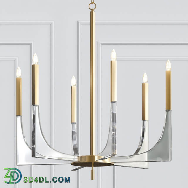 Acrylic Brass Finish Chandelier 6 Lights Pendant light 3D Models