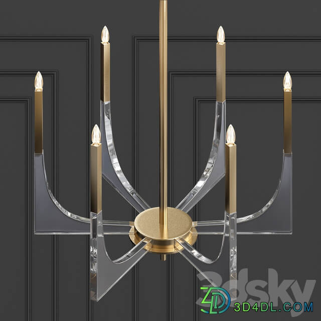 Acrylic Brass Finish Chandelier 6 Lights Pendant light 3D Models
