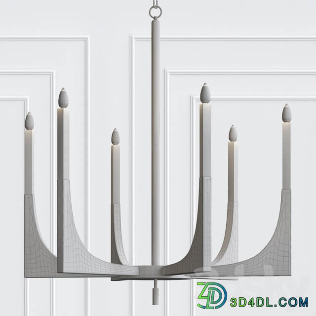 Acrylic Brass Finish Chandelier 6 Lights Pendant light 3D Models