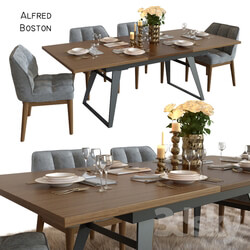 Table Chair Dining group with serving Alfred Boston Imodern 