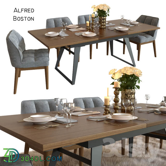 Table Chair Dining group with serving Alfred Boston Imodern