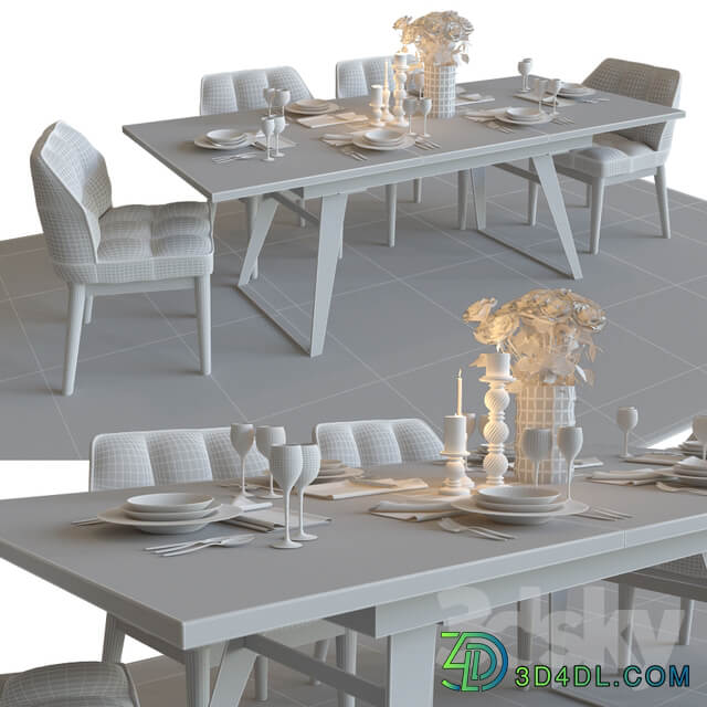 Table Chair Dining group with serving Alfred Boston Imodern