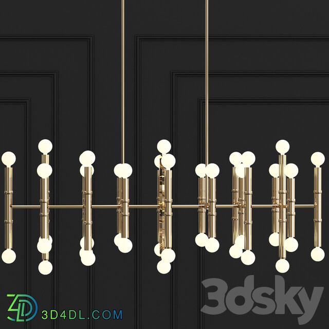 Cairo Eight Arm Contemporary Meurice Rectangular Chandelier Pendant light 3D Models