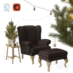 Christmas set spruce with chair and ottoman Hoffner 
