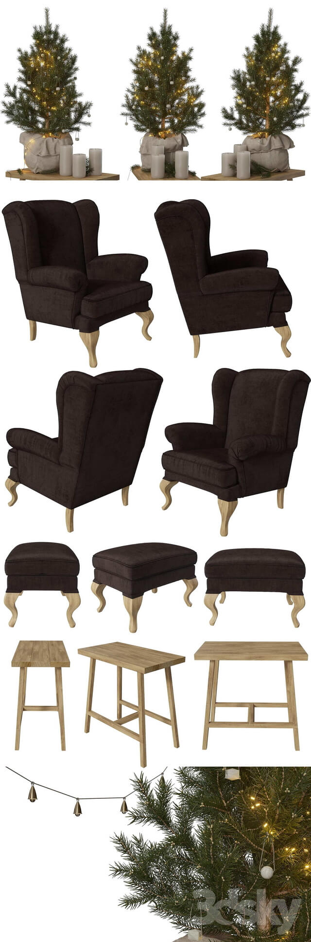Christmas set spruce with chair and ottoman Hoffner