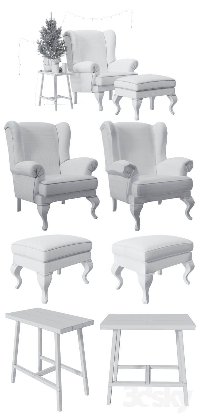 Christmas set spruce with chair and ottoman Hoffner