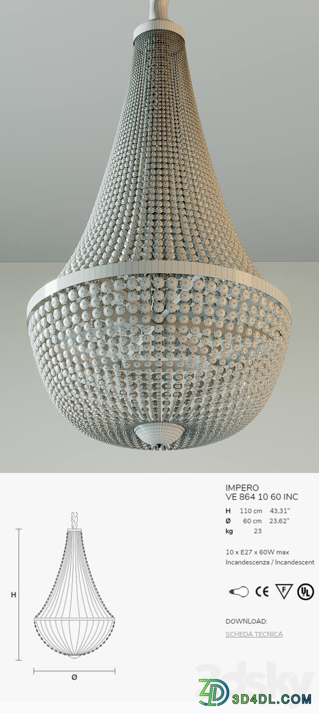 Masiero IMPERO VE 864 10 60 INC height 1.1 m Pendant light 3D Models