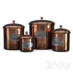 Aged copper cans 