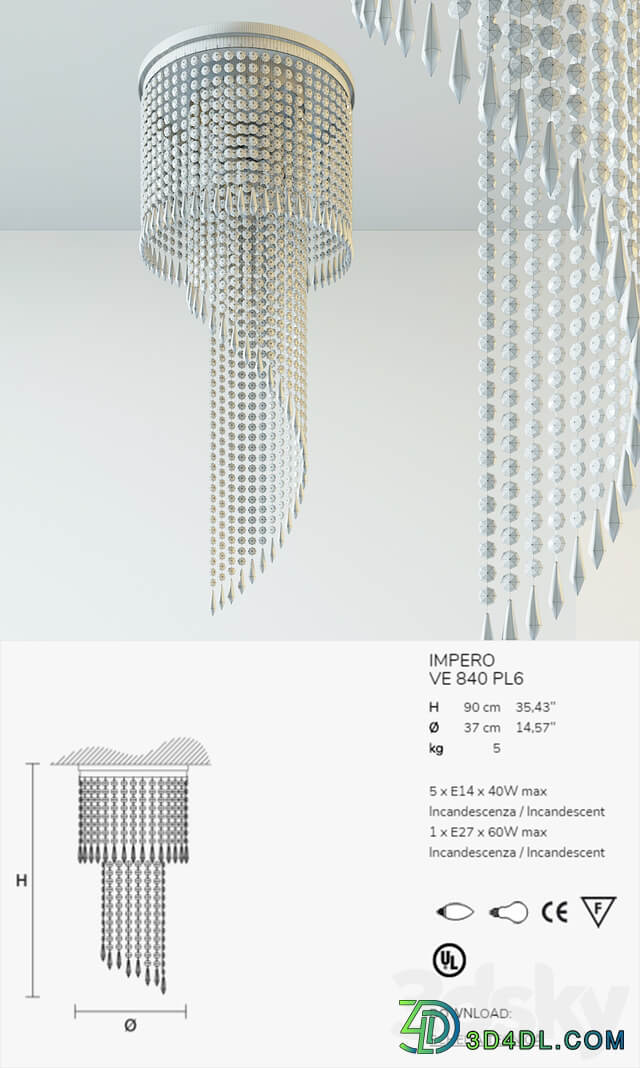 Masiero IMPERO VE 840 PL6 Pendant light 3D Models
