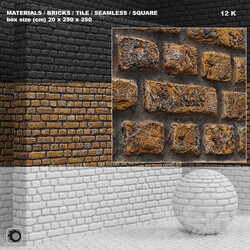 Stone Material seamless brick tile set 4 