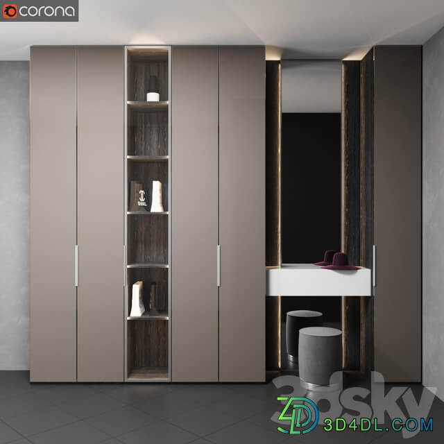 Hall Wardrobe OLIVIERI GLASS 3D Models