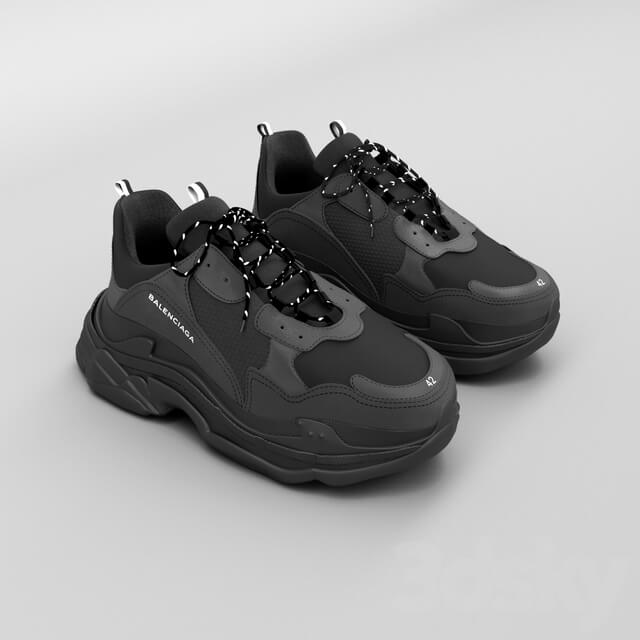 balenciaga triple s black Footwear 3D Models