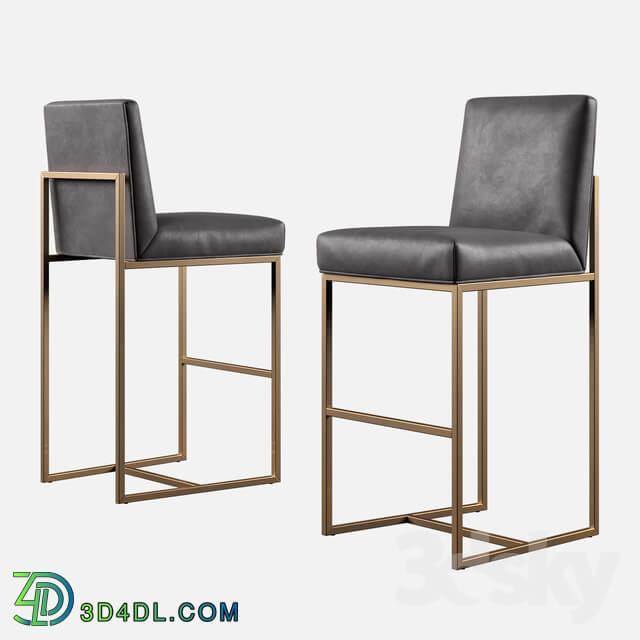 RH Modern Grant Leather Bar Stool