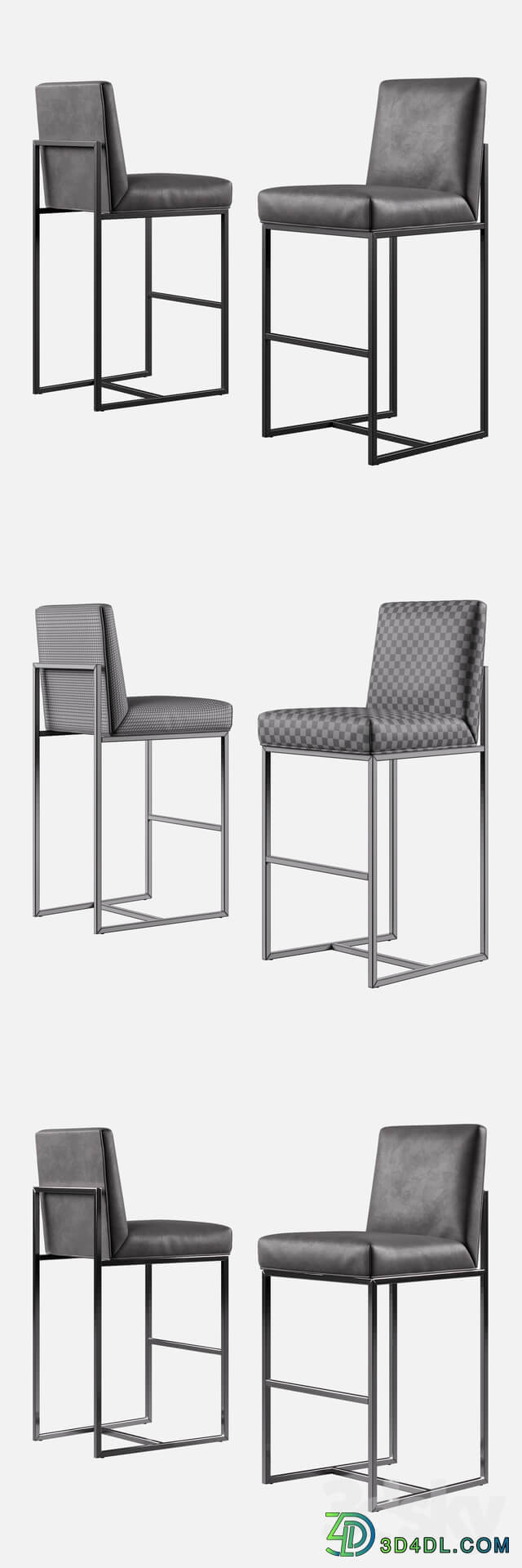 RH Modern Grant Leather Bar Stool