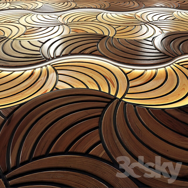 Decorative wooden 3D panel with light.